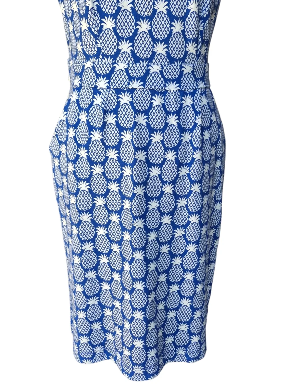 Boden Florrie Jersey Pineapple Print Dress Pockets Size 8 - Picture 6 of 16
